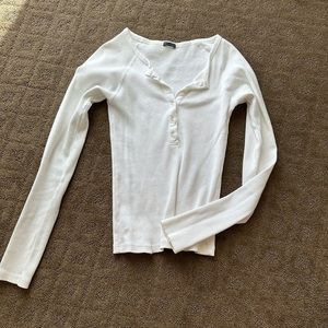 Brandy Melville White Button Up Long Sleeve